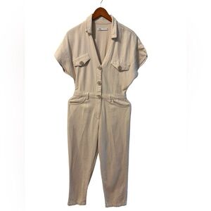 Zara Cream Button-Up Jumpsuit